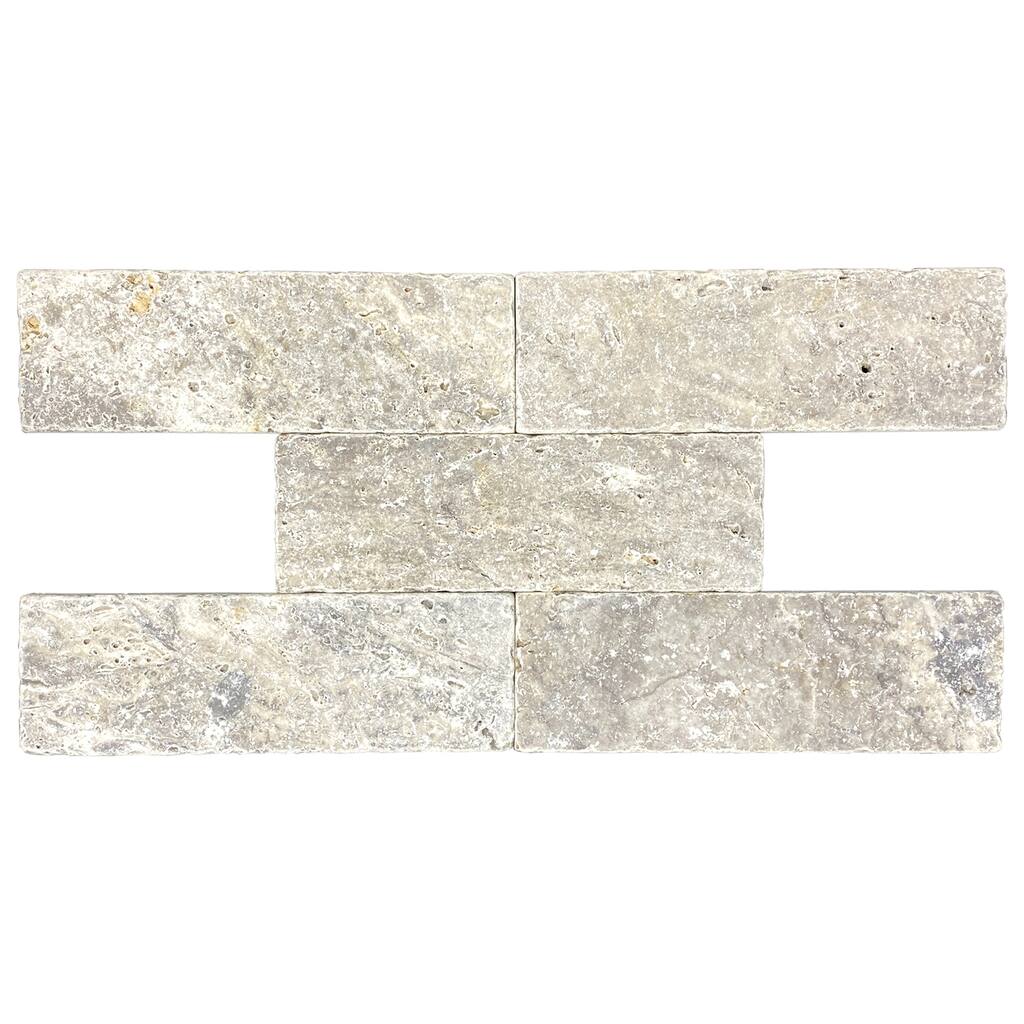 Argento Travertine 3" x 9" Tumbled Tile