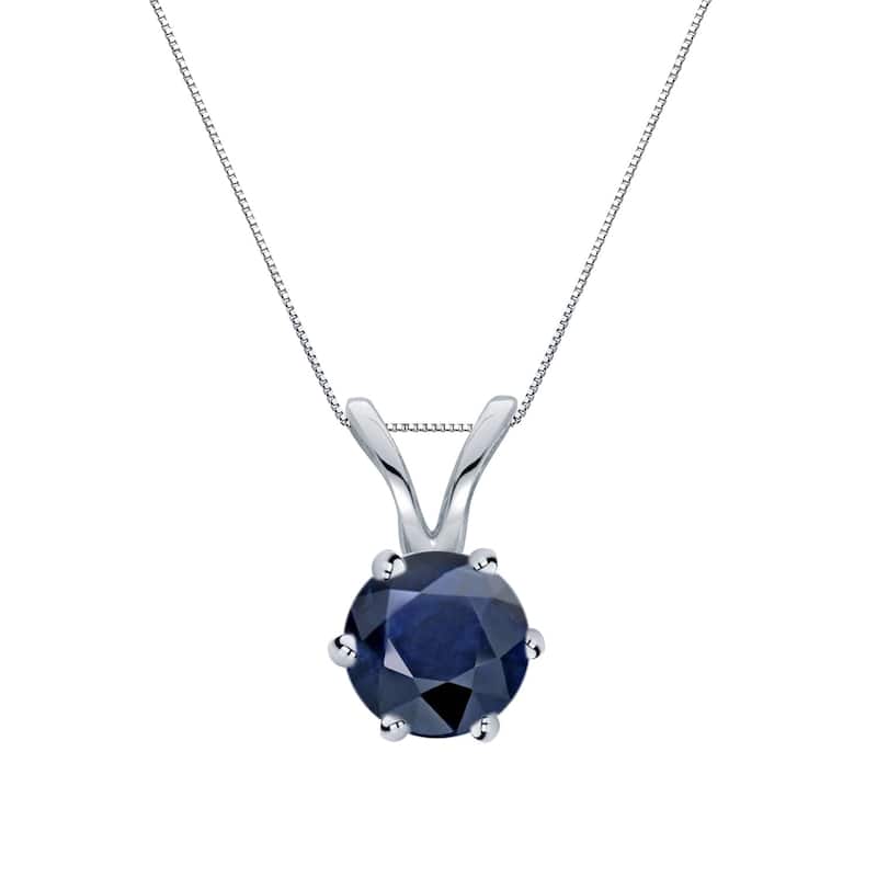 Auriya 14k Gold Blue Sapphire Solitaire Necklace 1/3ctw 6-Prong