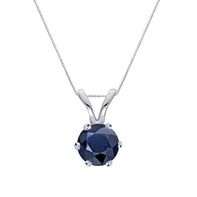 Auriya 14k Gold Blue Sapphire Solitaire Necklace 1/3ctw 6-Prong