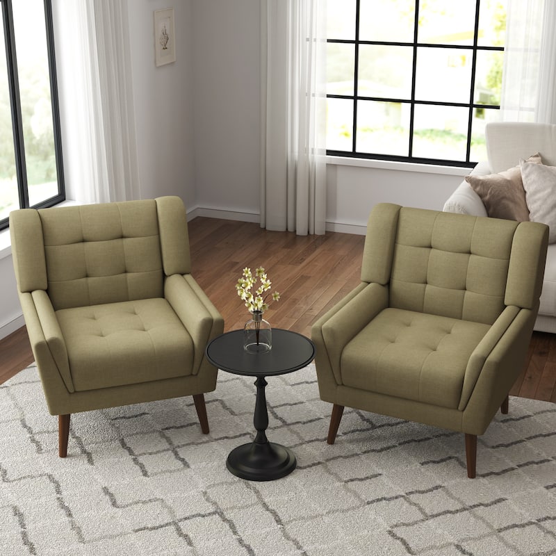 Mid Century Modern Upholstered Linen Accent chairs Armchair