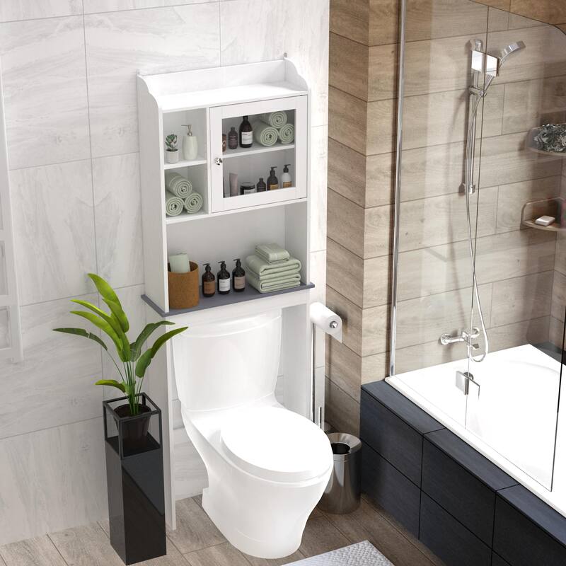 Modern Over The Toilet Space Saver Organization Wood Storage Cabinet For Home