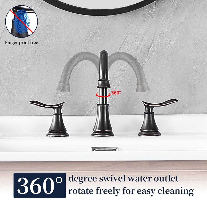 2 Handle 360 Degree Swivel Bathroom Sink Faucet with Pop Up Drain Assembly and Water Supply Hose, Aerator, Anti Fingerprint