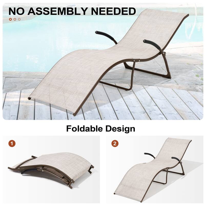 Crestlive Products Outdoor Aluminum Chaise Lounge Chair with Adjustable Backrest
