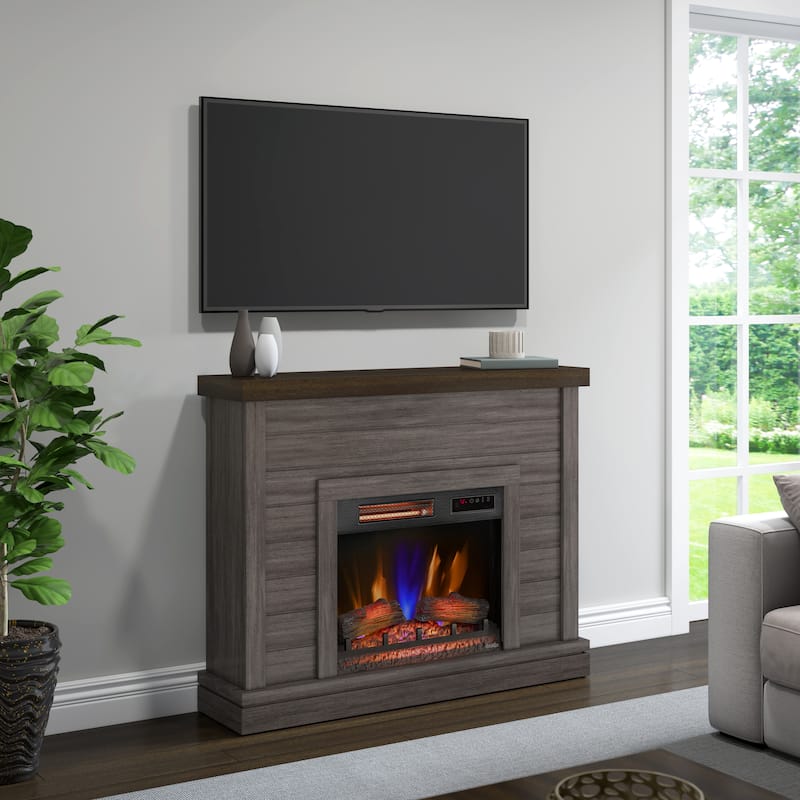 duraflame® Shiplap Wall Mantel Electric Fireplace - Weathered Grey