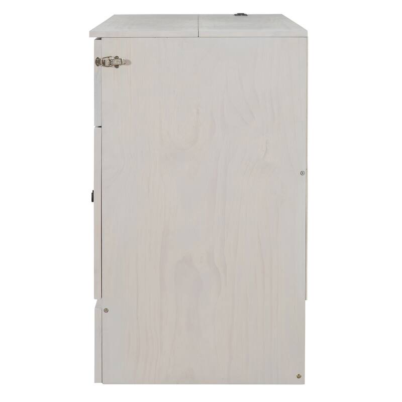 Space-Saving Full Size Murphy Bed with USB Ports and Storage Drawers, Brushed White