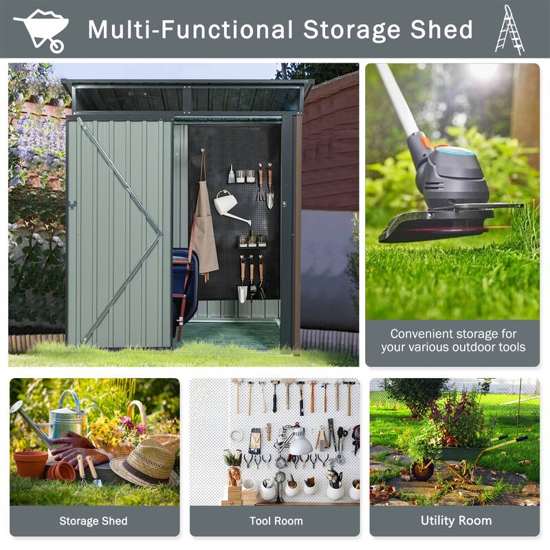 5FT x 3FT Outdoor Metal Storage Shed Transparent Plate