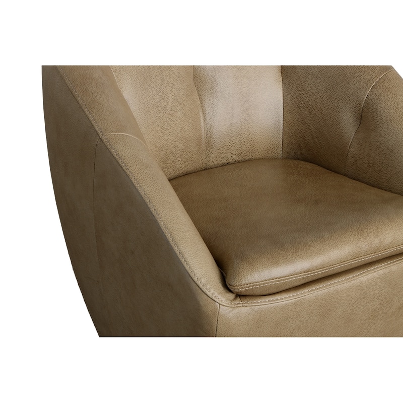 Homestyles Wade Brown Leather Swivel Chair - 30" x 30" x 32"