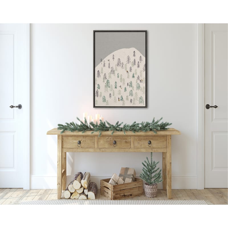 Kate and Laurel Sylvie New Nostalgia Skiers Framed Canvas by Hannah Beisang