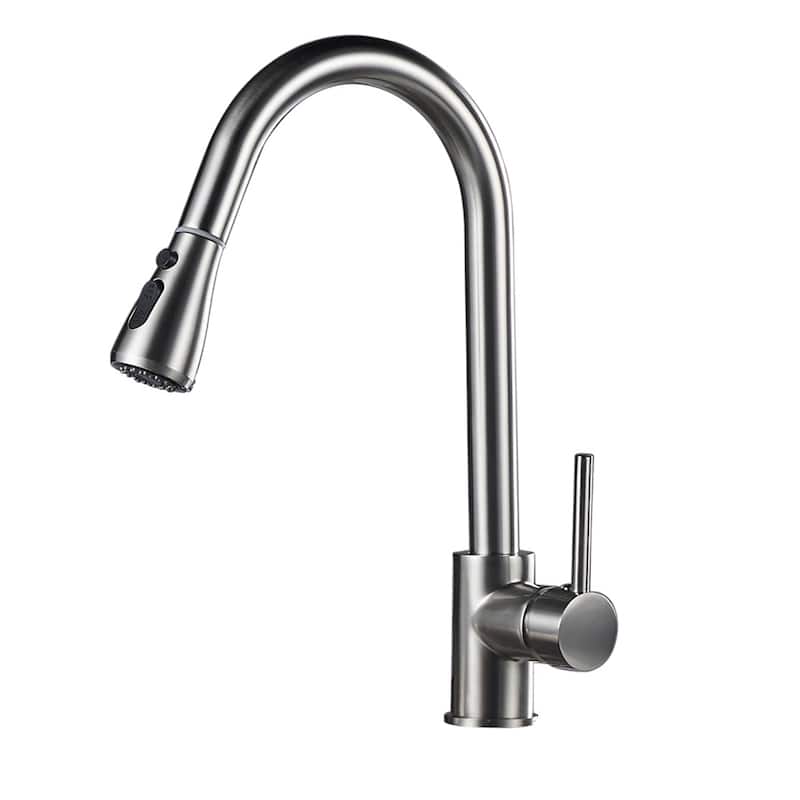 Single Hole Kitchen Sink Faucet With Pull Down Sprayer Brusded Nickel Kitchen Faucets Single Handle High Arc Mixer Faucets