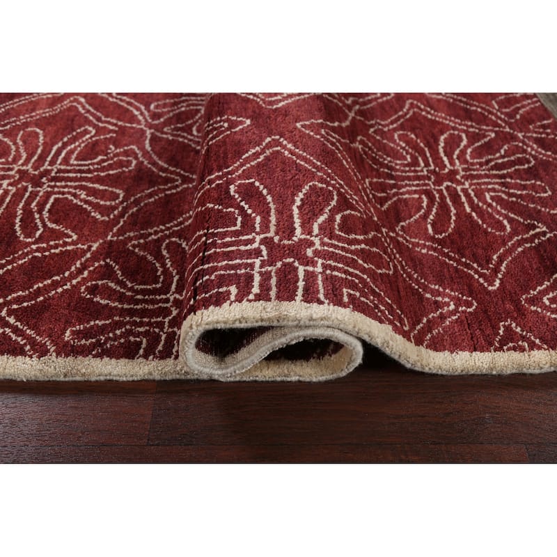 Red Art & Craft Oriental Living Room Area Rug Hand-knotted Wool Carpet - 7'11" x 9'10"