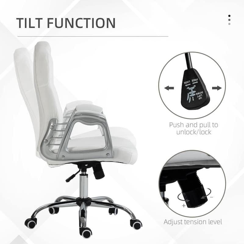 Vinsetto Home Office Chair, Computer Chair, Button Tufted Desk Chair with Swivel Wheels, Adjustable Height, and Tilt Function