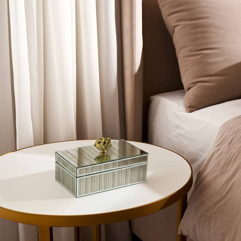 Glass Decorative Storage Jewelry Box with Lid