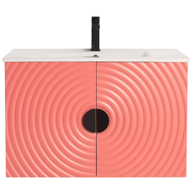 Pellabay Modern Bathroom Vanity with Fluted Circular Doors - Sink Included