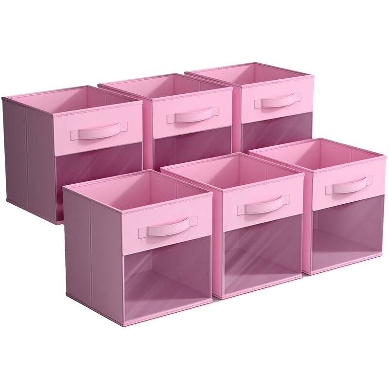 Sorbus Storage Bins with Clear Window - 6-Pack Foldable Baskets - 10.5" L x 10.5" W x 11" H