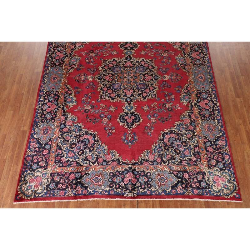Mashad Persian Vintage Area Rug Handmade Wool Carpet - 8'6"x 11'6"