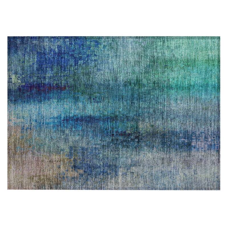 Machine Washable Indoor/ Outdoor Abstract Ombre Chantille Rug