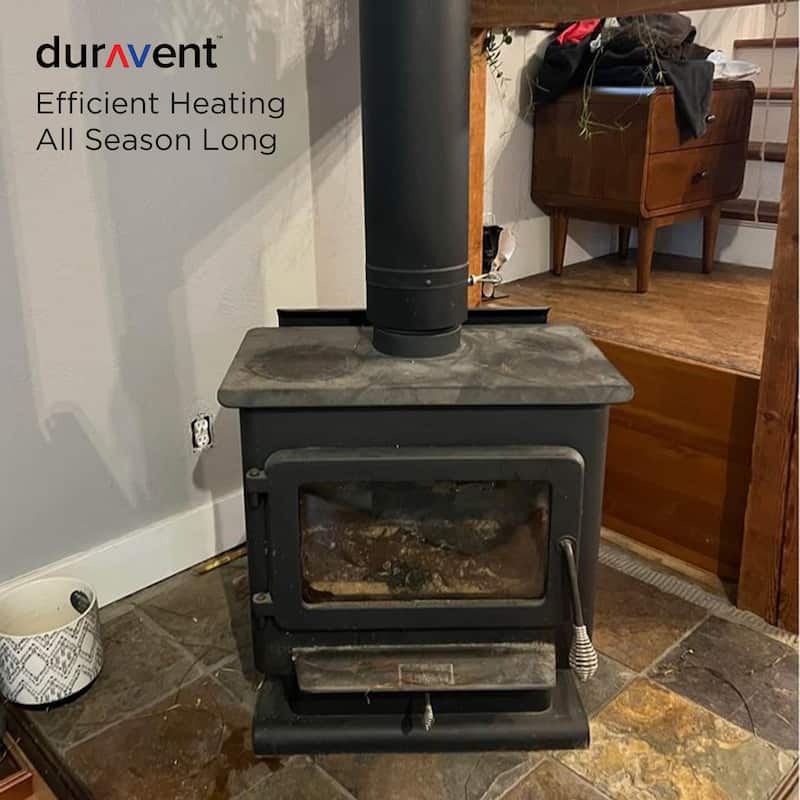 DuraVent DVL 6DVL-24 6 Inch Galvanized Steel Double Wall Stove Pipe, Black - 6.08