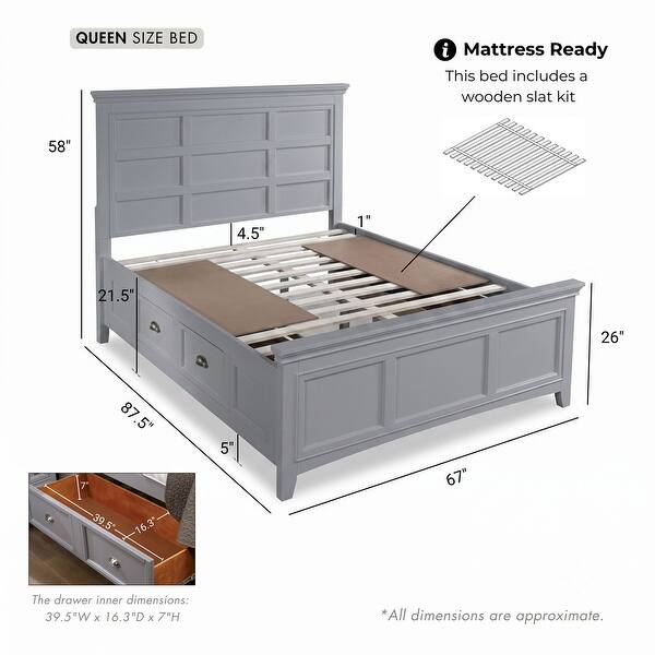 dimension image slide 1 of 10, Furniture of America Saer 6-Piece Storage Platform Bedroom Set with USB Port