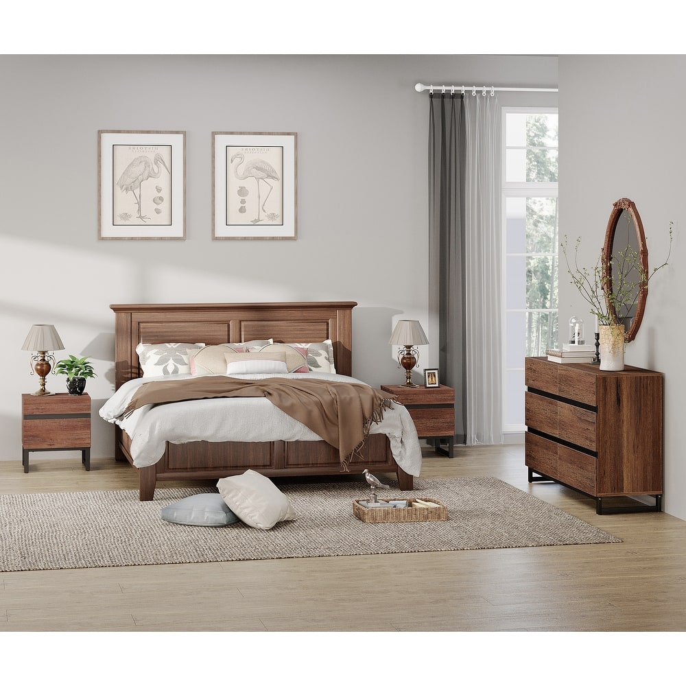 3-Piece Bedroom Furniture Set,Dresser &Chest With 6 Drawers,2 Nightstand For Bedroom, Bedroom Furniture Set