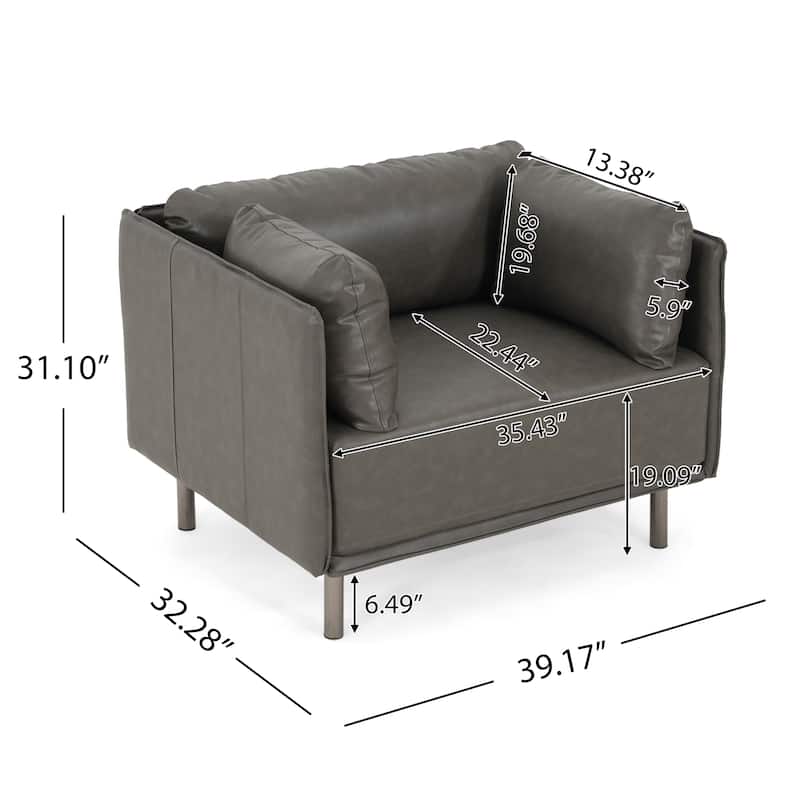 Faux Leather Lounge Chair with Wood Frame