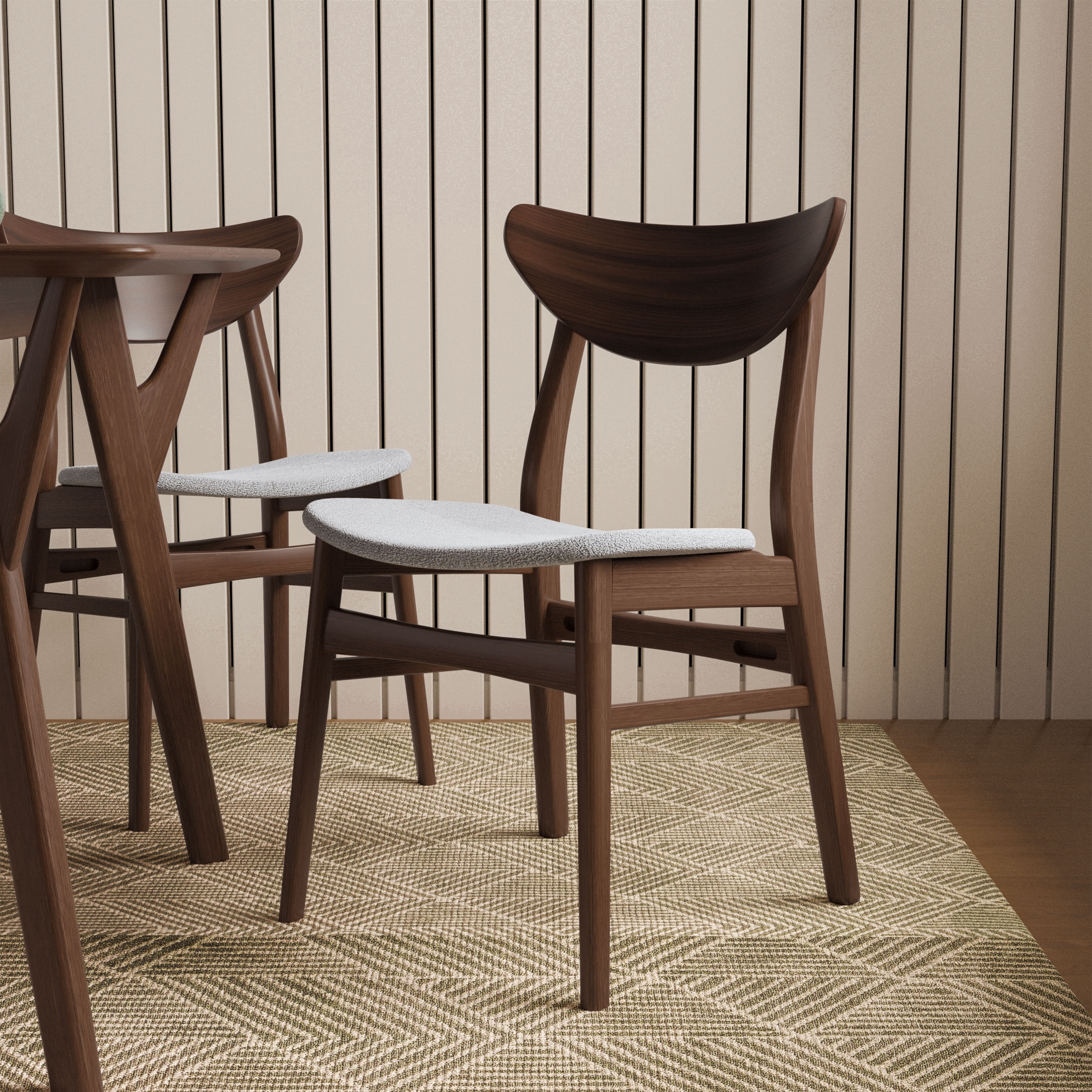 Furniture of America Beck Mid-century Walnut Padded Dining Chairs (Set of 2)