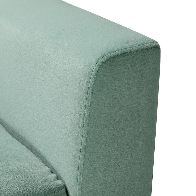 Lilia Contemporary Velvet Upholstered Tufted Back Armchair with Metal Golden legs by HULALA HOME