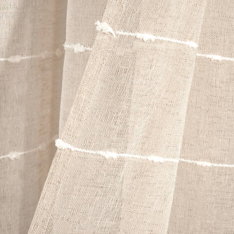 Lush Decor Farmhouse Textured Grommet Sheer Window Curtain Panel Pair