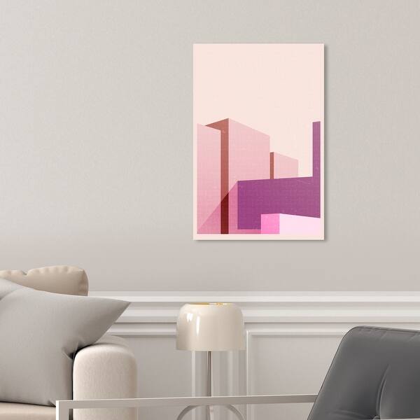 slide 1 of 10, Oliver Gal 'Freeshape Building 4' Architecture Pink Wall Art Canvas 10 x 15