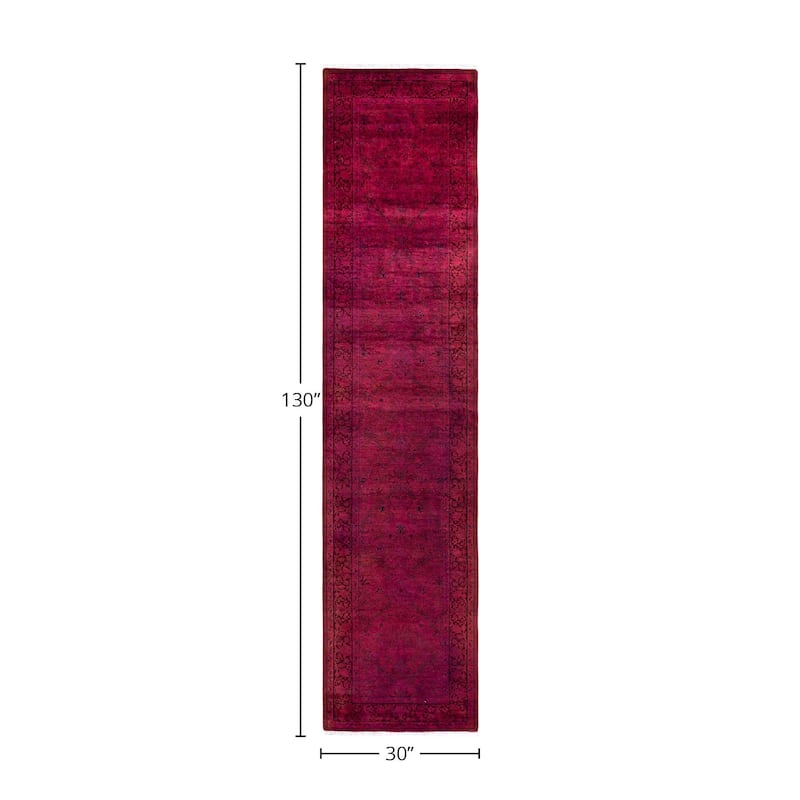 Fine Vibrance, One-of-a-Kind Hand-Knotted Runner Rug - Red, 2' 6" x 10' 10" - 2' 6" x 10' 10"