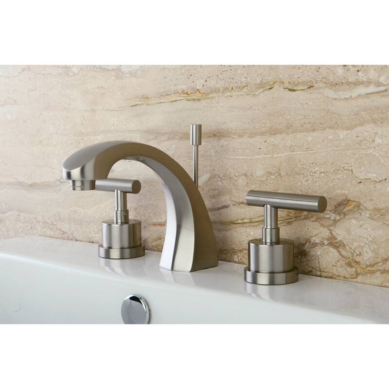 Kingston Brass Manhattan 8-inch Widespread Solid Brass Bathroom Faucet - Brushed Nickel