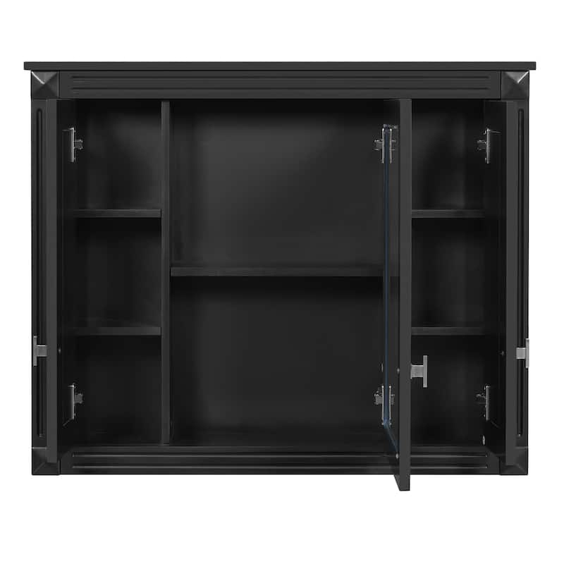 Bathroom Wall Cabinet with Doors & Shelves, Wall Mounted Bathroom Medicine Cabinet, Over Toilet Storage Cabinet with Mirrored
