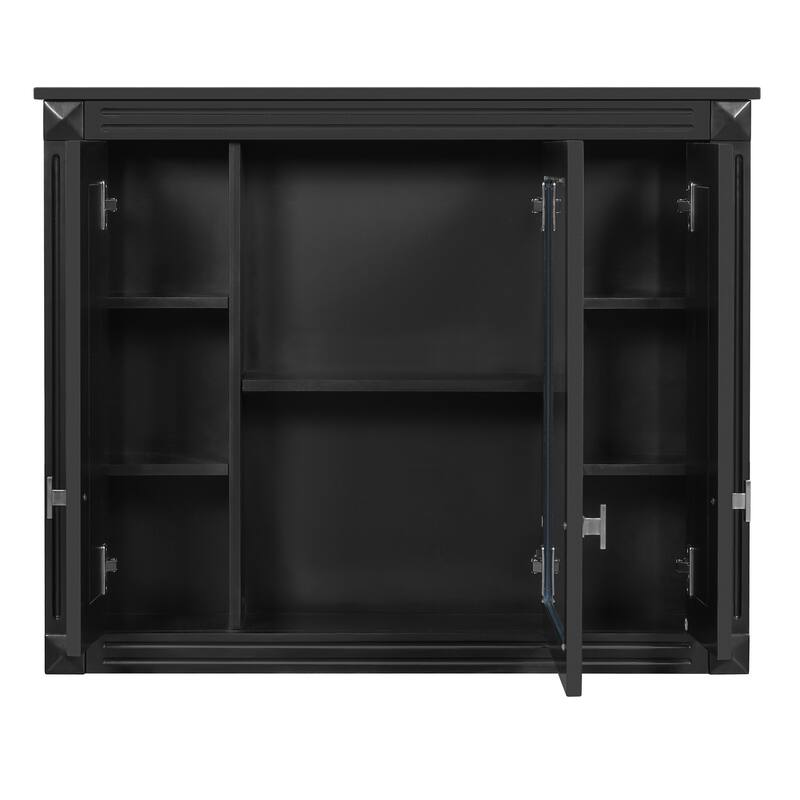 GDFStudio - Ardson Modern Wall-Mounted Bathroom Storage Cabinet with Mirrored Door and Adjustable Shelves - 35"W