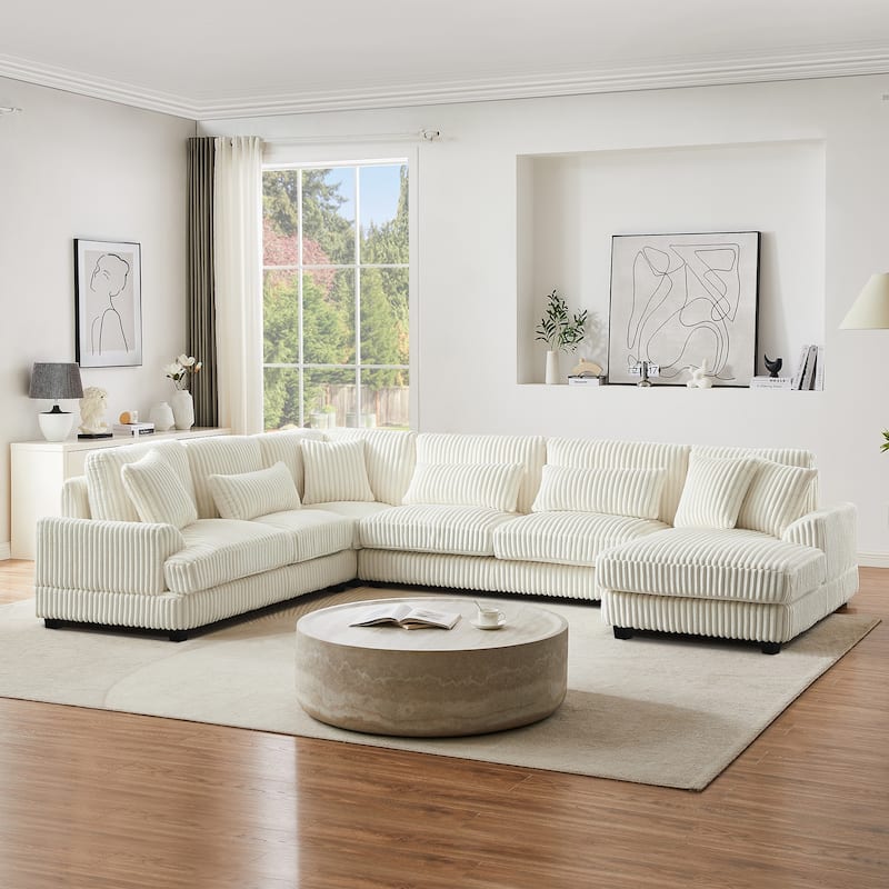 U-shaped Sofa Sectional Sofa Pull-out Sofa Bed with Storage Chaise Lounge and Charging Devices for Living Room