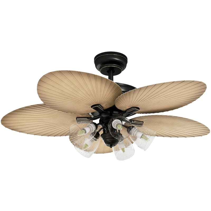 Moasis 52" Tropical Ceiling Fans with Light 5-Blade Palm Leaf