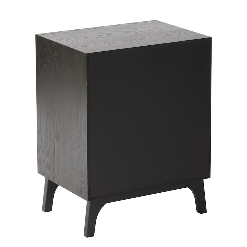 COZAYH Modern Farmhouse Nightstand, Drawer with Handcrafted Wood Ring Motif