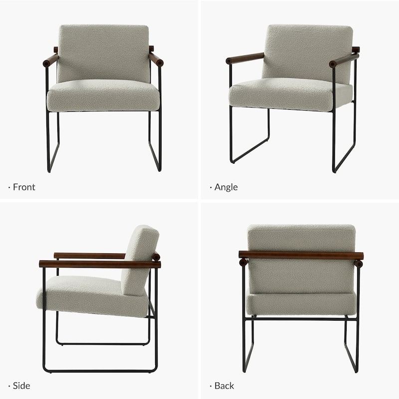 Justo Modern Accent Armchair with Metal Base and Removable Cushion By HULALA HOME