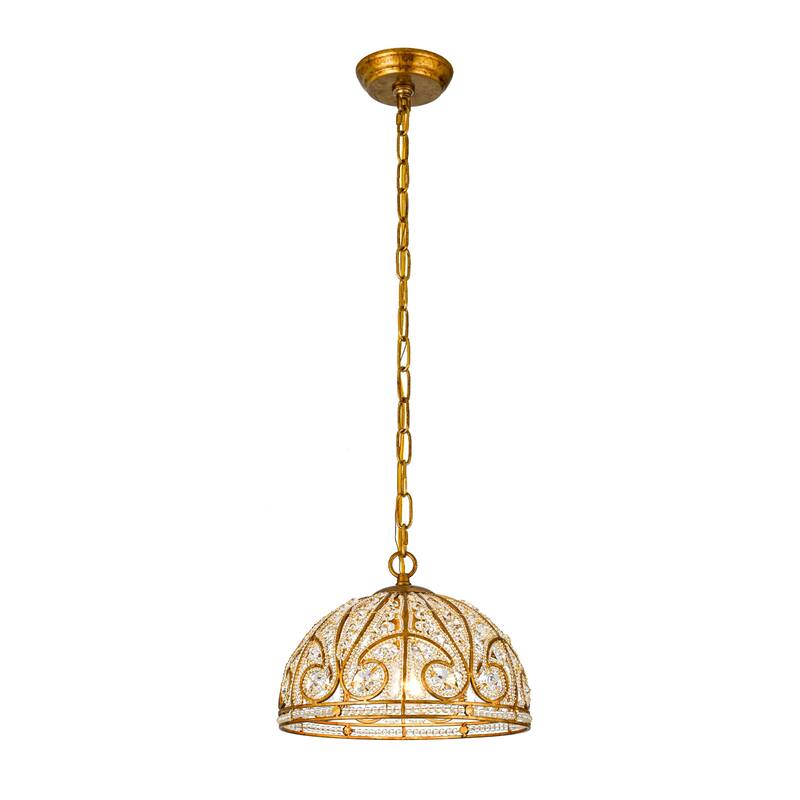 Ennu Retro Antique Sphere Crystal Chandelier Adjustable Dining Room Chandelier - Brass