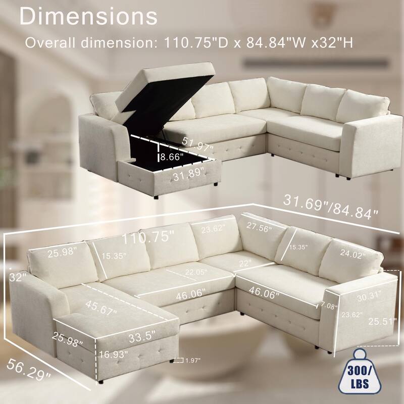 110.75" Sectional Sofa Oversized modular sofa