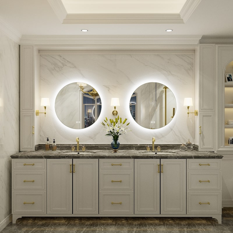 UL Certified Multiple shapes Frameless Anti-Fog 3 Colors Dimmable LED Backlit Wall Bathroom Vanity Mirror