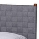 preview thumbnail 5 of 8, Estela Mid-Century Modern Grey Woven Fabric and Walnut Brown Wood Queen Size Platform Bed
