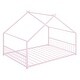 preview thumbnail 8 of 9, Pink Full Size Metal House Bed with Roof, Fence, and Back for Kids