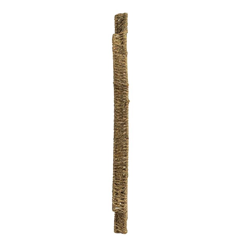 Decorative Handwoven Cattail Wall Mirror - 28.4"L x 2.0"W x 37.8"H