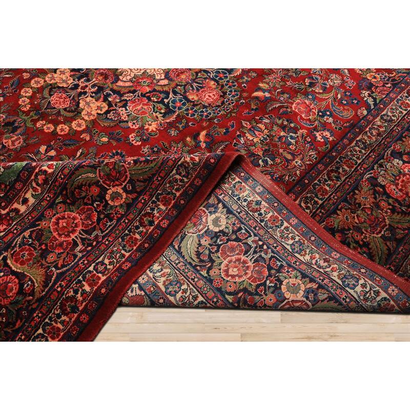 10'4''x15'5'' Hand Knotted Wool Red Taabriz Medallion Traditional Vintage Rug - 10' 4'' x 15' 5''