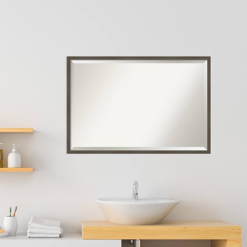 Beveled Wood Bathroom Wall Mirror - Svelte Frame