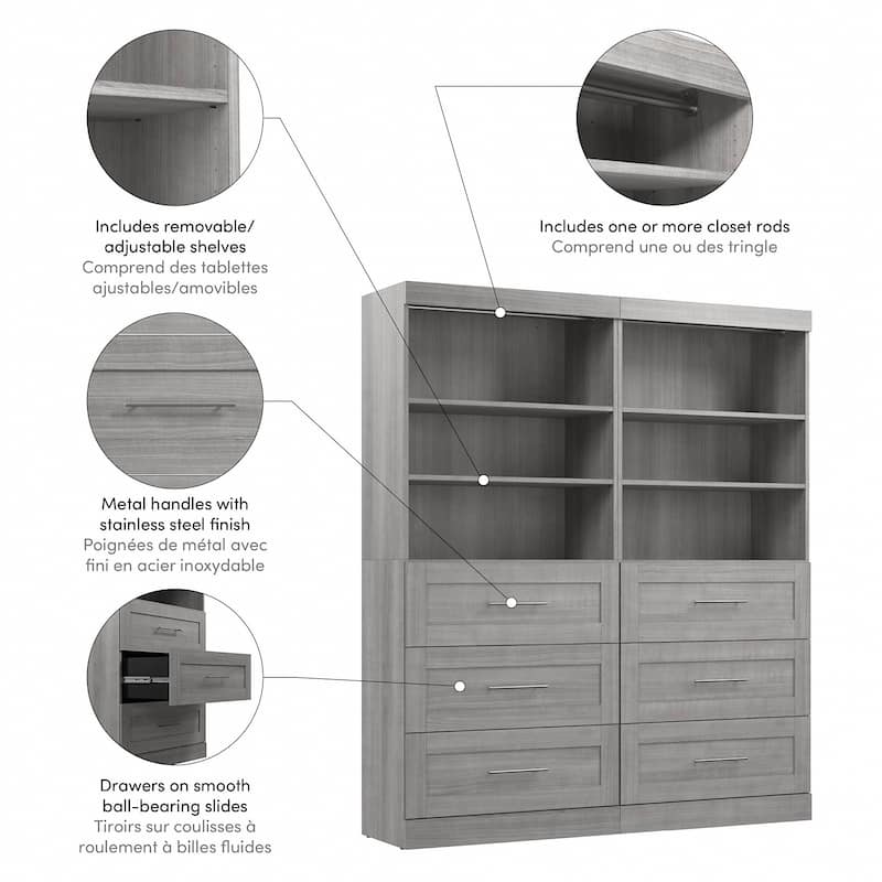 Pur 72W Closet Organizer with Drawers by Bestar