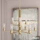 preview thumbnail 1 of 10, Hunter Gatz Ribbed Glass Chandelier - Dining Room, Kitchen Island, Entry - Glam, Contemporary, Transitional 30" 9 Light-2 Tier - Alturas Gold
