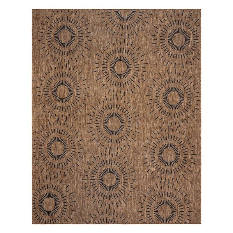 Gertmenian Tropea Tiaret Indoor Outdoor Flatweave Rug, Boho Sunburst Design - 8'9"x13'1" - Chestnut