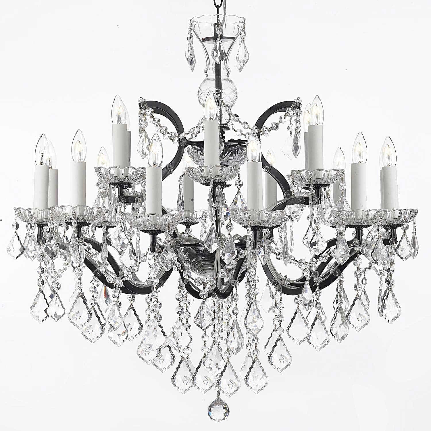 19th Baroque Iron & Crystal Chandelier Lighting H28 x W30 - Chandeliers For Bedrooms by Overstock.com