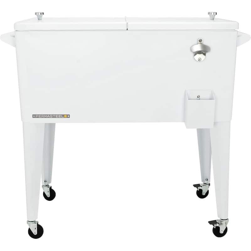 Permasteel 80-Qt Classic Outdoor Rolling Patio Cooler with Wheels, White