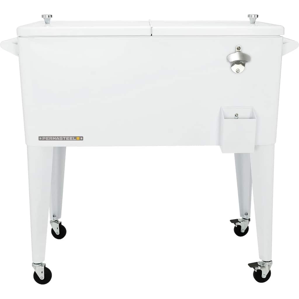 Permasteel 80-Qt Classic Outdoor Rolling Patio Cooler with Wheels, White